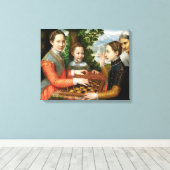 Schaakspel door Sofonisba Anguissola - Circa 1555 Canvas Afdruk (Insitu (Houten vloer))