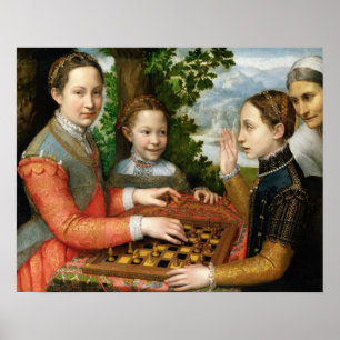 Schaakspel door Sofonisba Anguissola - Circa 1555 Poster