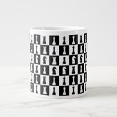 Schaakspel Figuren Zwart en Wit Patroon Jumbo Beker (Voorkant)