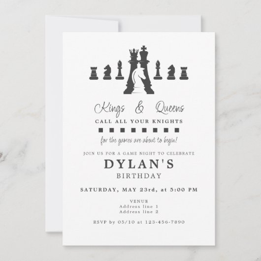 Schaakspel Night Any Age Verjaardag Bel je ridder Kaart (Voorkant)