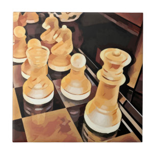 Schaakspel Oorspronkelijke Abstracte kunst Tegeltje