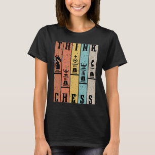 Schaakspeler denkt aan spelstukken set vintage t-shirt