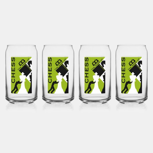 Schaakspelers Blikvorm Glas (Voorkant)