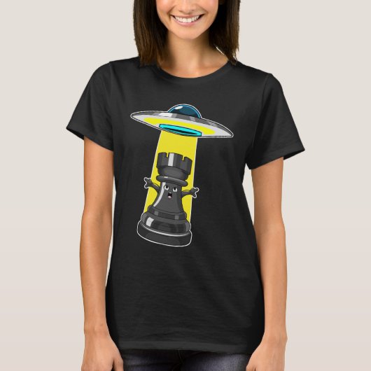 Schaakstuk Rook Spaceship Chess T-shirt (Voorkant)