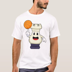 Schaakstuk Toren bij Basketbal Sport T-shirt