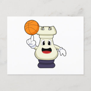 Schaakstuk Toren bij Basketbalsport Briefkaart