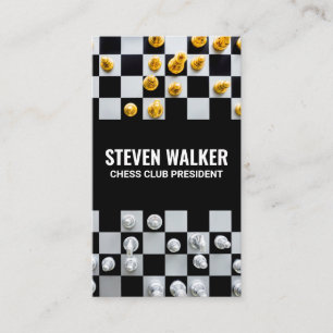 Schaakstukken aan boord bordspel visitekaartje