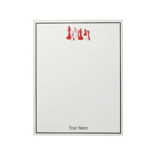 Schaakstukken  Art #2 Rood Notitieblok (Gedraaid)