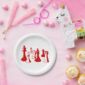 Schaakstukken  Art #2 Rood Papieren Bordje (Feest)