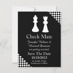 Schaakstukken Huwelijk Save The Date Aankondiging