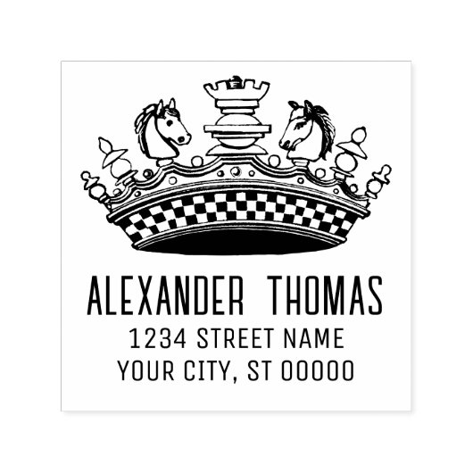 Schaakstukken Kroon Naam Adres Zelfinktende Stempel (Design)