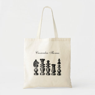 Schaakstukken kunst tote bag