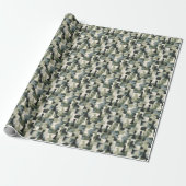 Schaakstukken Modern Groen en Wit Camo Cadeaupapier (Uitgerold)