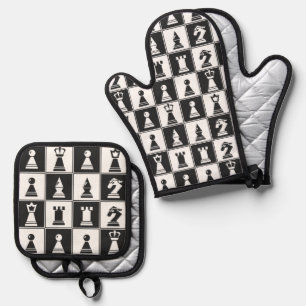 Schaakstukken Ontwerp Oven Mitt & Pothouder Set