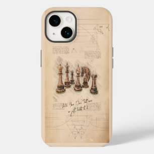 Schaakstukken schets kunst. Speler cadeau Case-Mate iPhone 14 Hoesje