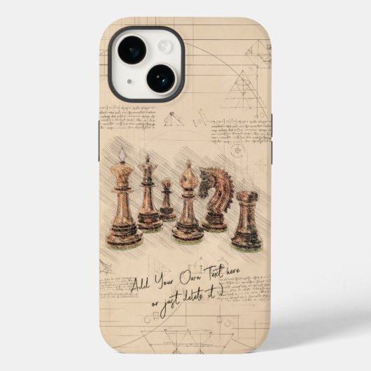 Schaakstukken schets kunst. Speler cadeau Case-Mate iPhone Case (Achterkant)
