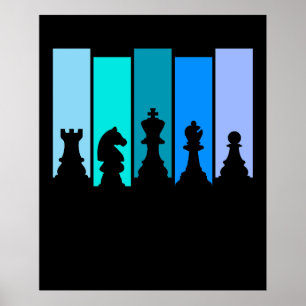 Schaakstukken Silhouet Poster