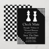 Schaakstukken Trouw Save The Date Aankondiging (Voorkant / Achterkant)