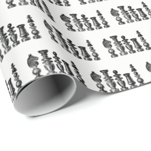 Schaakstukken Vintage Kunst Cadeaupapier