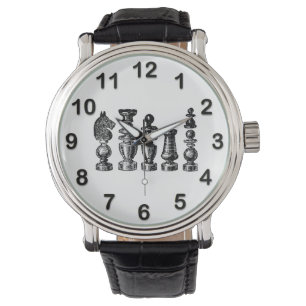 Schaakstukken Vintage Kunst Horloge