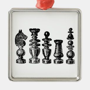 Schaakstukken Vintage Kunst Metalen Ornament