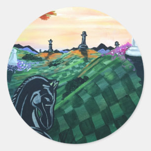 Schaakwereld Ronde Sticker
