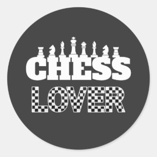 Schaakwoord Witte stukken Lover Board Patroon Ronde Sticker