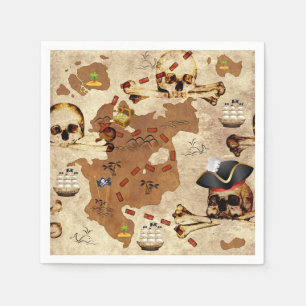 Schaal- en beenderen Pirate Treasure Map Servet