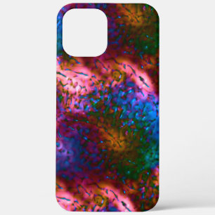 Schaal met blauwe chroomschalen op zalm iPhone 12 pro max hoesje