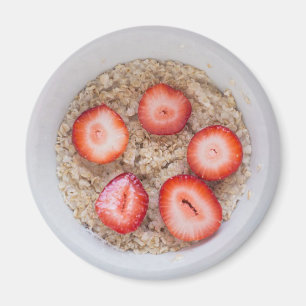 Schaal van havermout en aardbeien Magnet Magneet