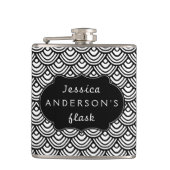 Schaalbaar Scallop Patroon Aangepast zwart-wit Heupfles (Voorkant)