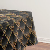 Schaalbare zwarte en gouden glitterdragoschalen tafelkleed (Voorbeeld)
