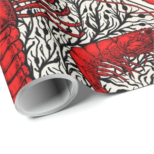 Schaaldieren in rood, zwart en ivoor cadeaupapier (Rol Hoek)