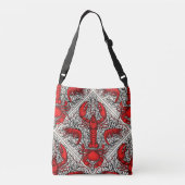 Schaaldieren in rood, zwart en ivoor crossbody tas (Achterkant)