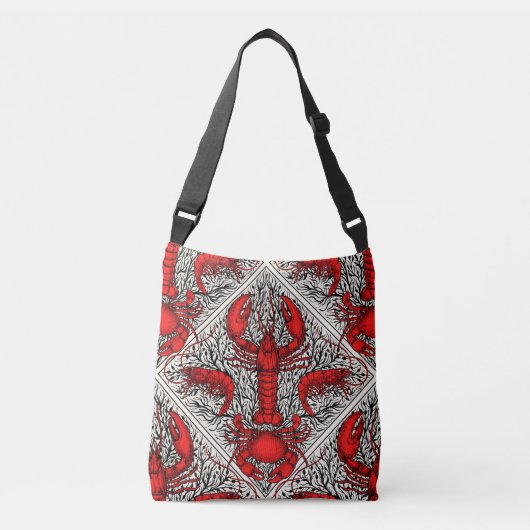 Schaaldieren in rood, zwart en ivoor crossbody tas (Voorkant)