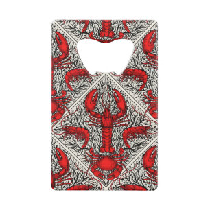 Schaaldieren in rood, zwart en ivoor kredietkaart flessenopener