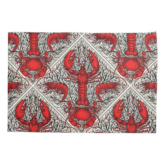 Schaaldieren in rood, zwart en ivoor kussensloop (Achterkant-Links)