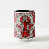 Schaaldieren in rood, zwart en ivoor mok (Midden)