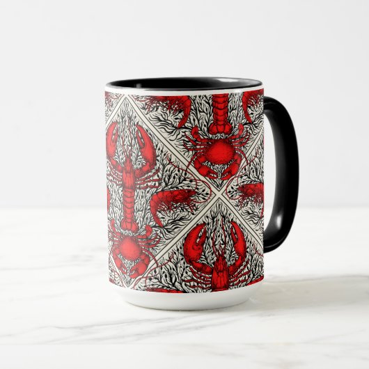 Schaaldieren in rood, zwart en ivoor mok (Voorkant rechts)