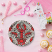 Schaaldieren in rood, zwart en ivoor papieren bordje (Feest)