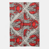Schaaldieren in rood, zwart en ivoor theedoek (Verticaal)