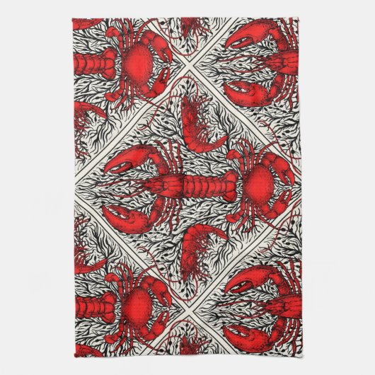 Schaaldieren in rood, zwart en ivoor theedoek (Verticaal)