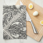 Schaaldieren in zwart en natuurlijk wit theedoek (Quarter Fold)