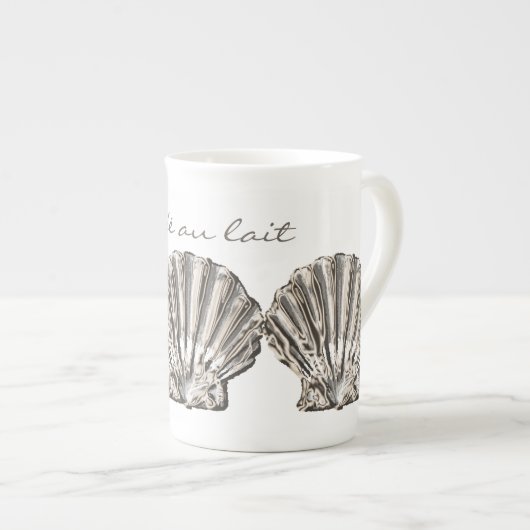 Schaaldop bruin witte vormgeving porselein kop (Voorkant rechts)