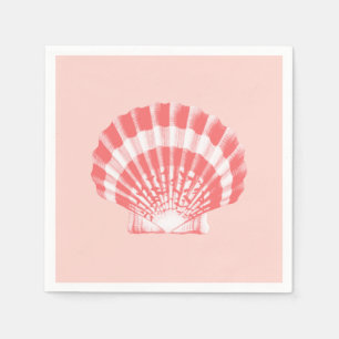 Schaaldop - koraalroze en wit servetten