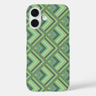 Schaalpatroon van olijfgroene strepen iPhone 16 hoesje