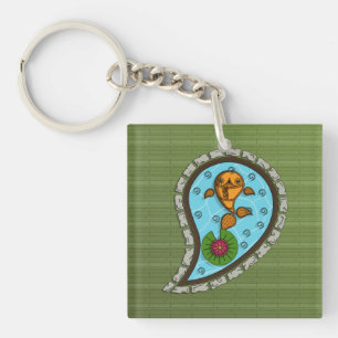Schaalt de acryl Sleutelhanger van de goudvis
