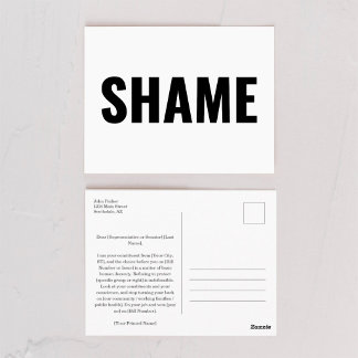 Schaamte-ansichtkaart om uw vertegenwoordigers te  briefkaart