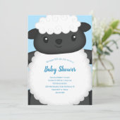 Schaap babyshower boerderij blauwe jongen kaart (Staand voorkant)