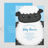 Schaap babyshower boerderij blauwe jongen kaart (Voorkant / Achterkant)